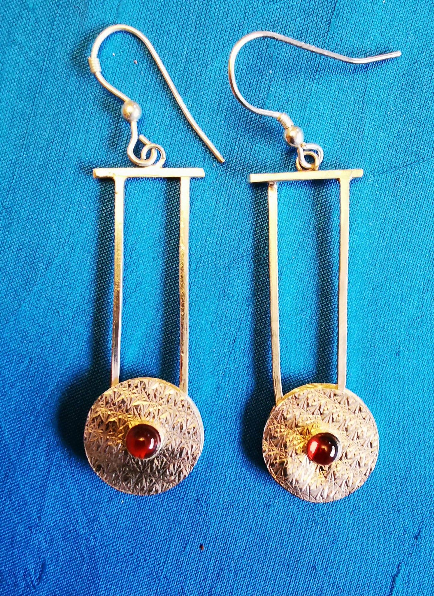 Silver patterned disc earrings