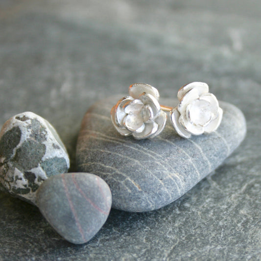 Sterling silver flower stud earrings
