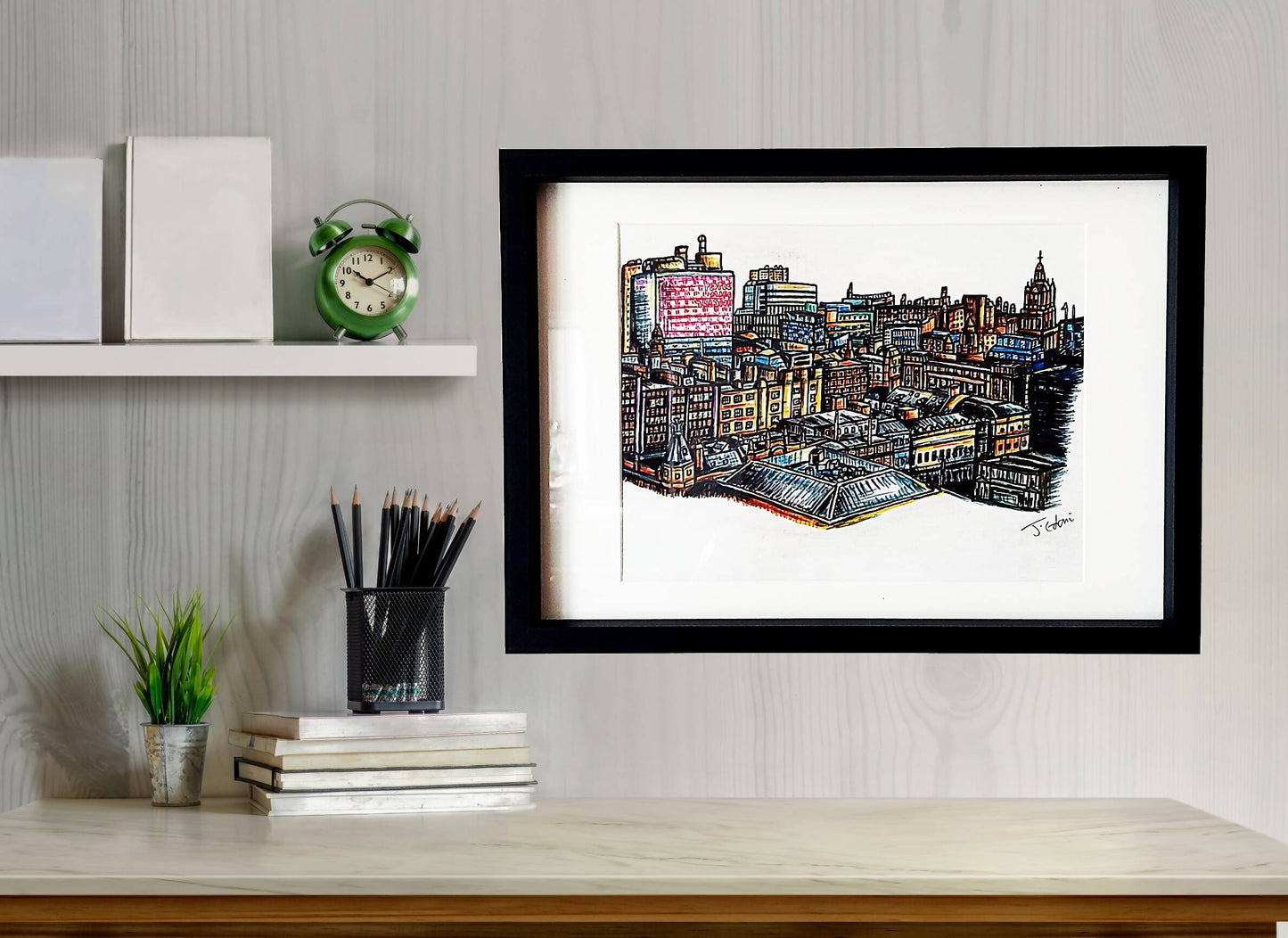 Glasgow skyline, Scotland framed Giclee art Print