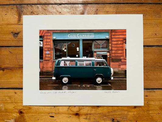 Classic VW Camper, Glasgow Signed Mounted Print