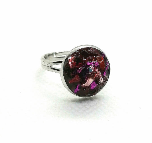 Red Glass and Crystal Ring