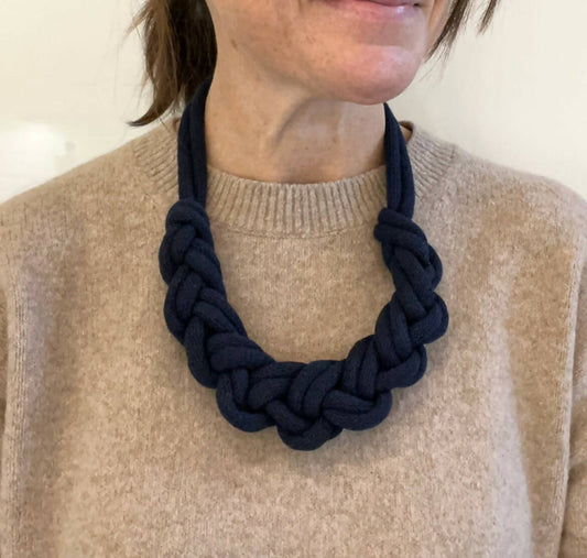 Navy Blue Chunky Braided Necklace