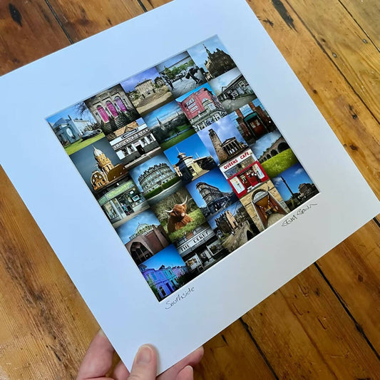 ‘Southside’ Glasgow signed square print 30 x 30cm