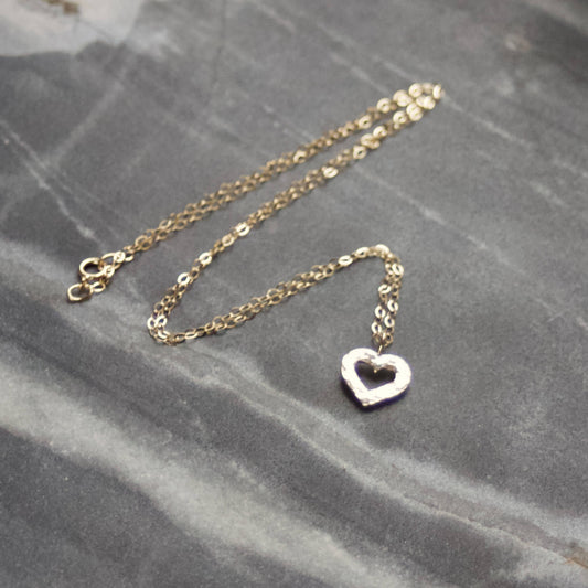 Solid 9ct Recycled Gold Open Heart Pendant Necklace