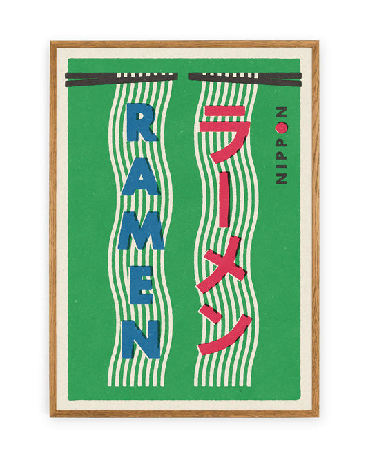 Ramen Noodles Japanese Matchbox Label Style Print