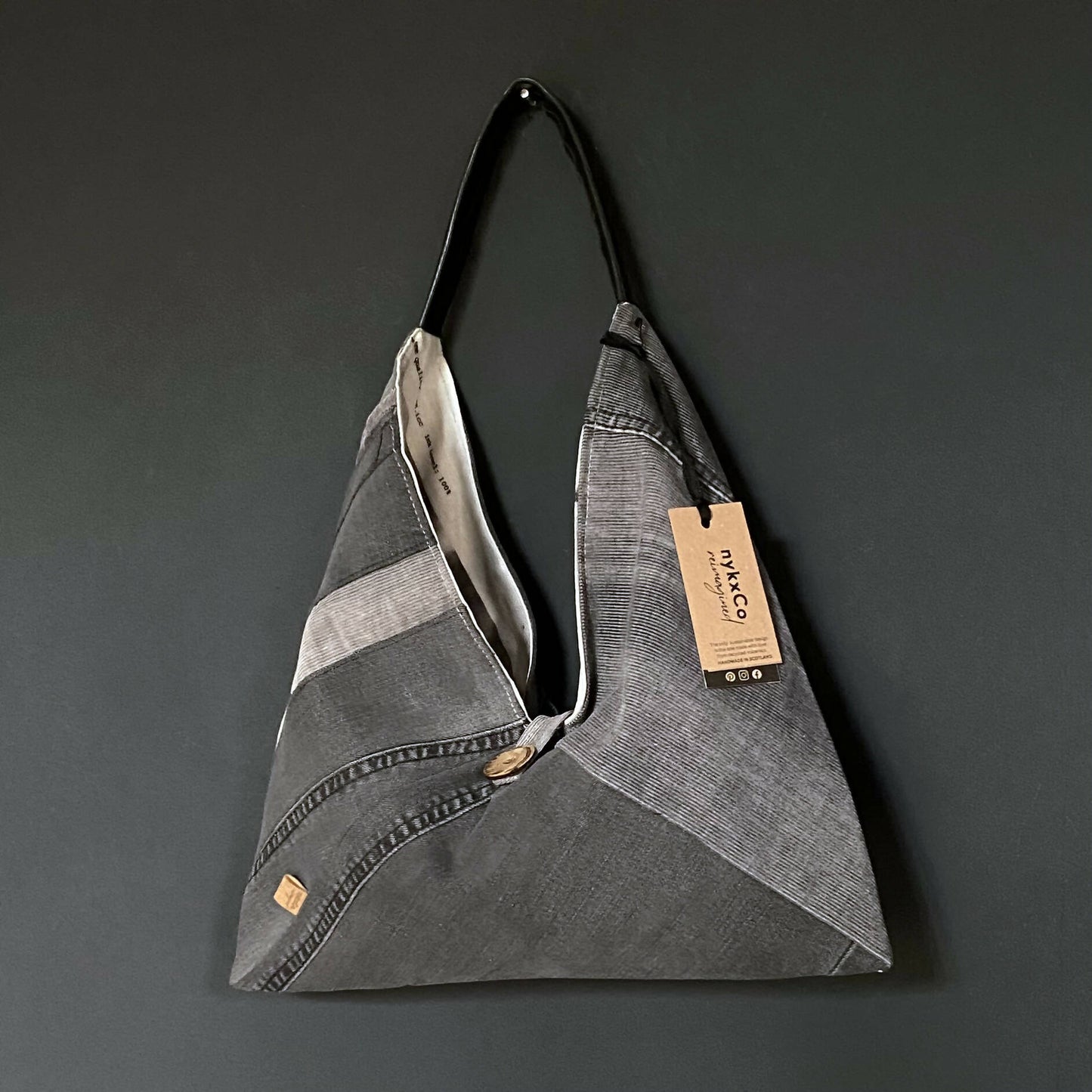 Origami Shoulder Bag - Grey Denim