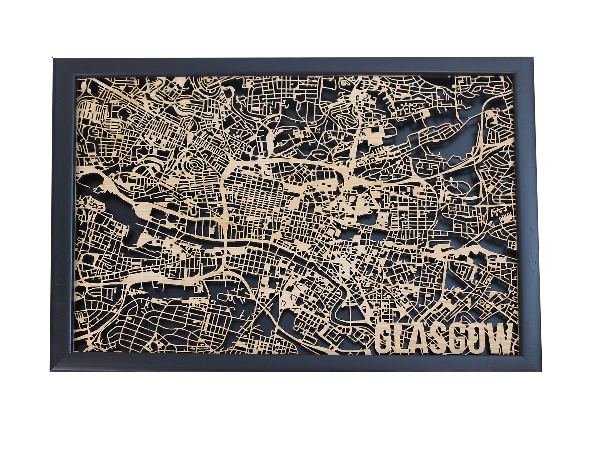 Glasgow Scotland Wood Map - Laser Cut Street Maps - Wooden Map ...