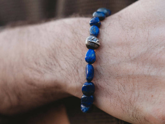 Ansuz rune bracelet with lapis lazuli.