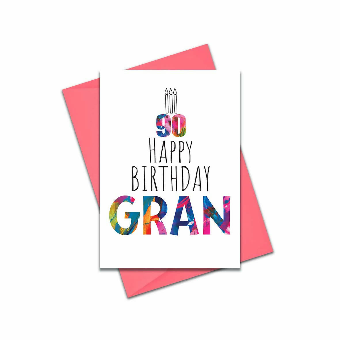 Gran 90th Birthday Card - Modern and Colourful Birthday Card