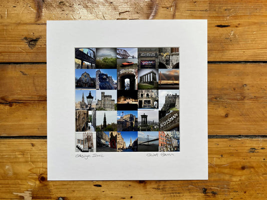 ‘Edinburgh Iconic’ (colour version) signed square print 30 x 30cm
