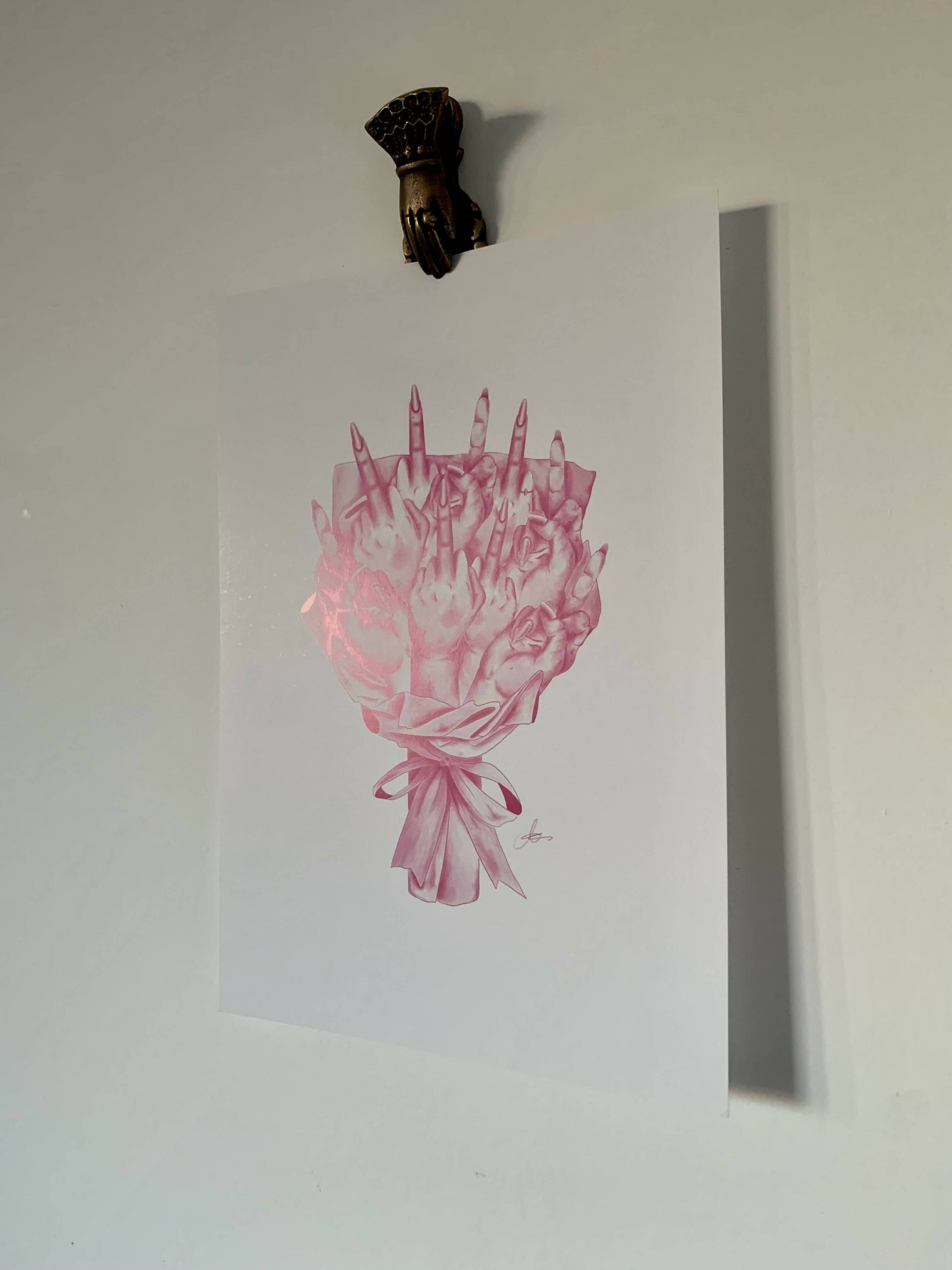 Middle Finger Pattern Pink A4 Middle Finger Bouquet Print – Scottish Design Exchange