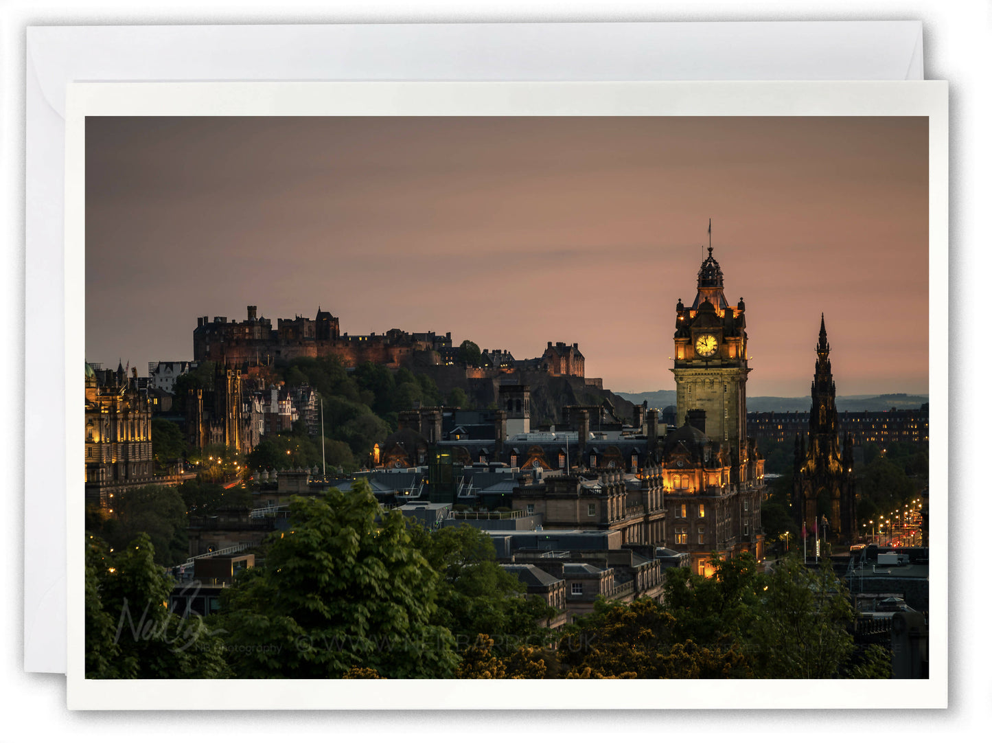 Edinburgh Castle from Calton Hill - Scotland Greeting Card - Blank Inside