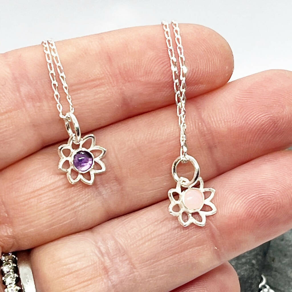 Delicate Sterling Silver Flower Necklace