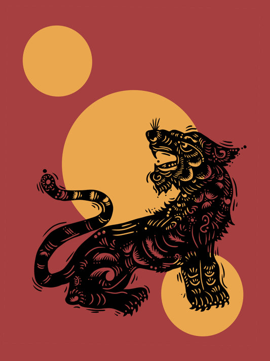 A4 Chinese Zodiac Tiger Print