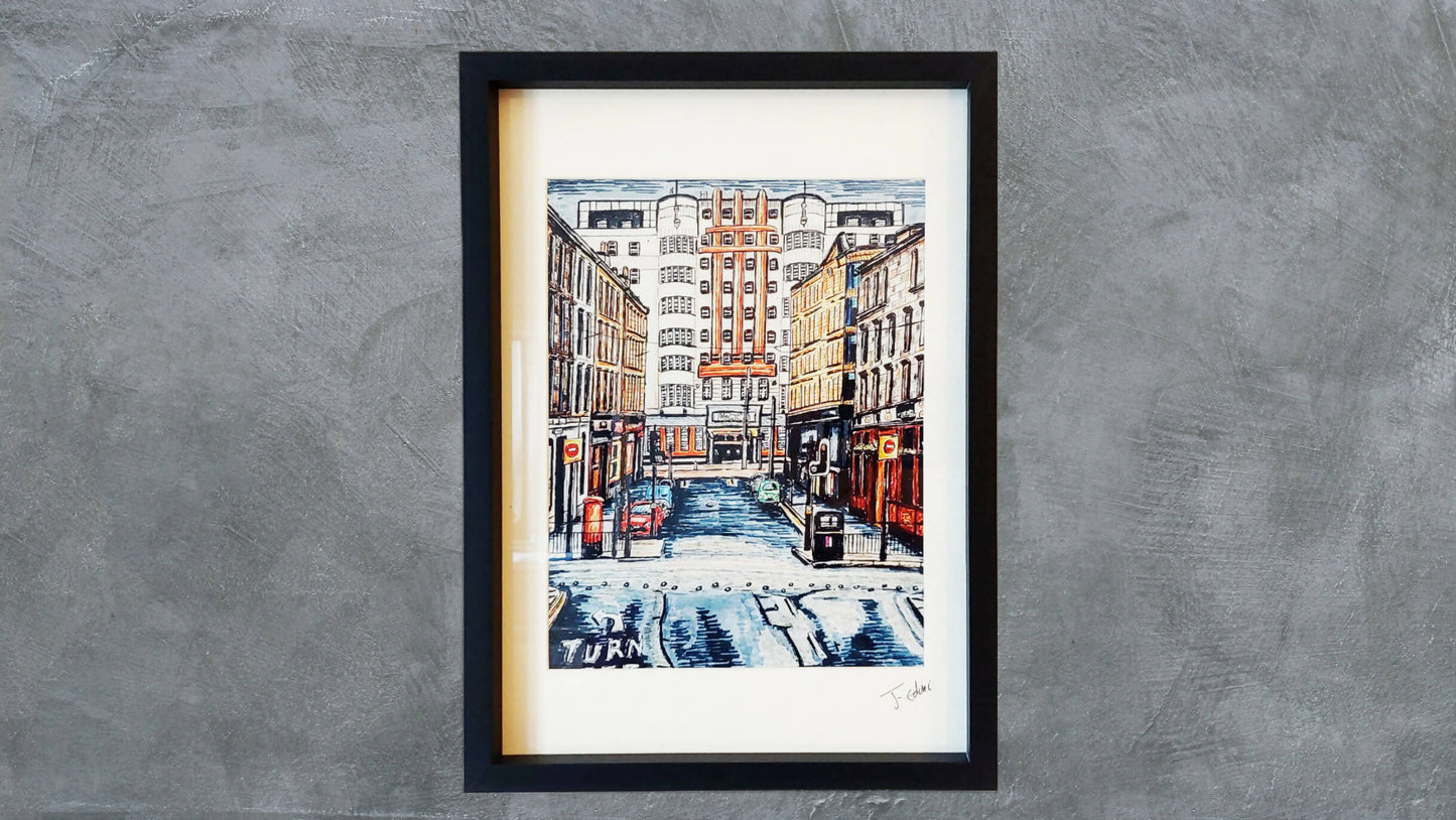 Framed Glasgow art Print- Beresford Building