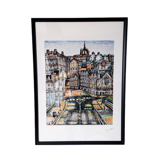 Framed Edinburgh Giclee Print- Old Town Waverley Bridge