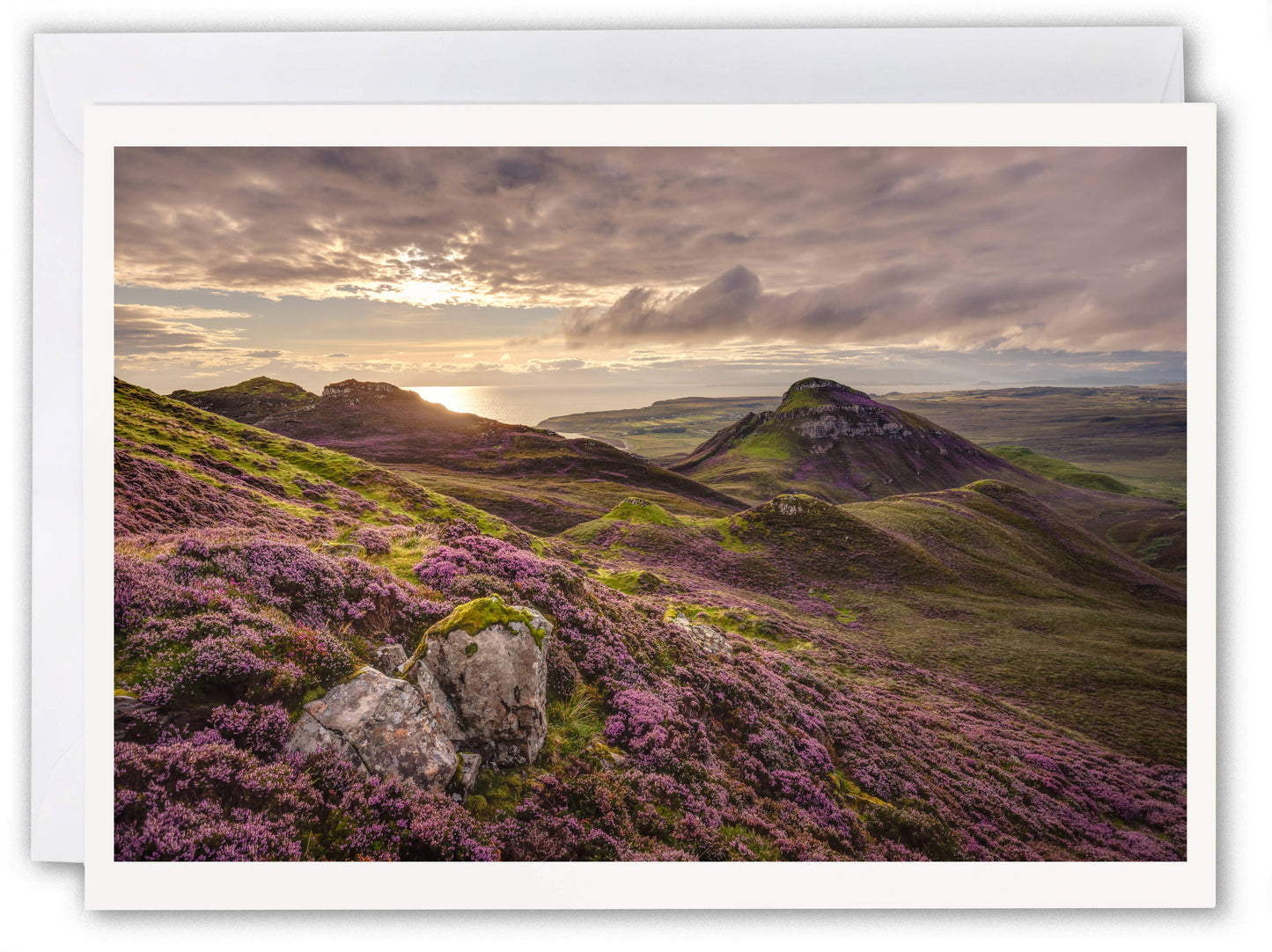 Purple Heather at Quiraing, Skye - Scotland Greeting Card - Blank Inside