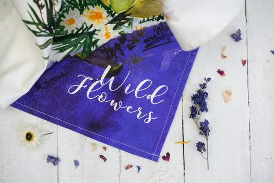 Wildflowers Bouquet Watercolour Tea Towel