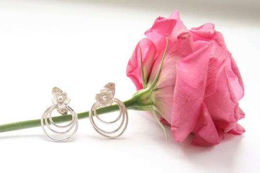Silver flower earrings