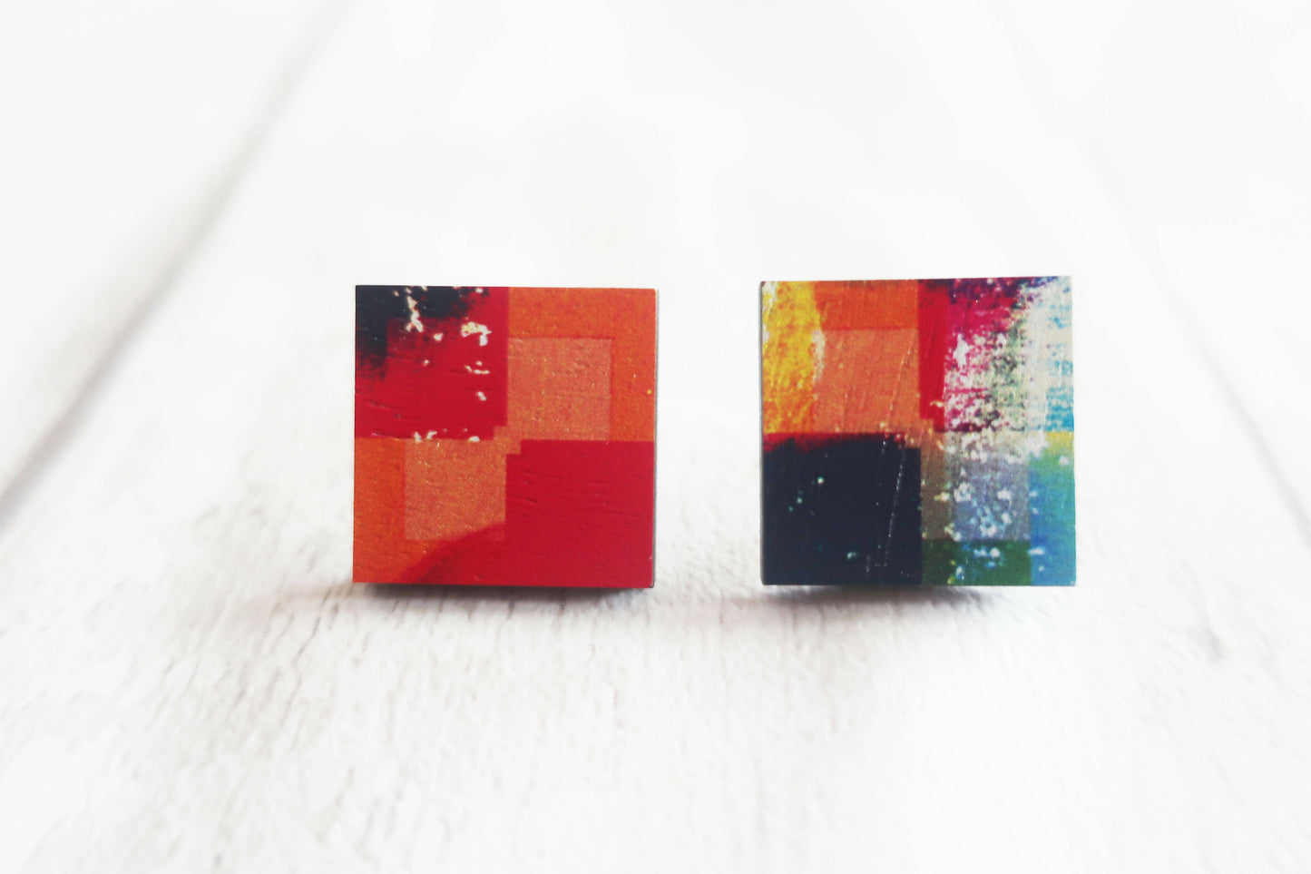 Statement mismatched earrings, abstract modern earrings
