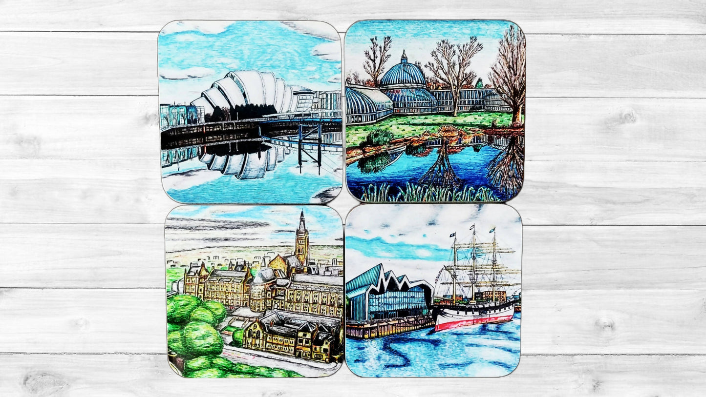 Handcrafted Glasgow Art Coasters