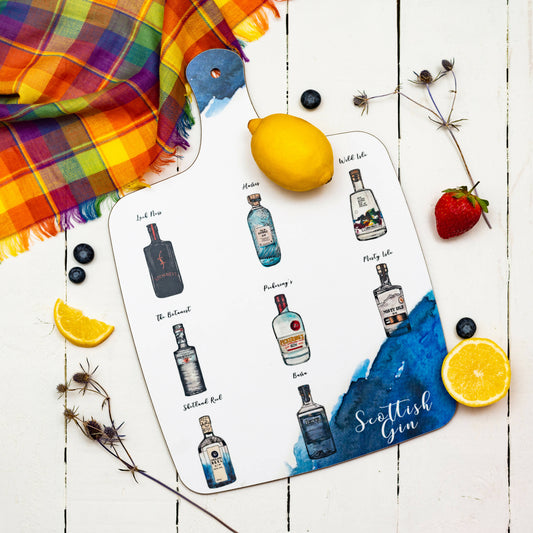 Scottish Gin Watercolour Chopping Board