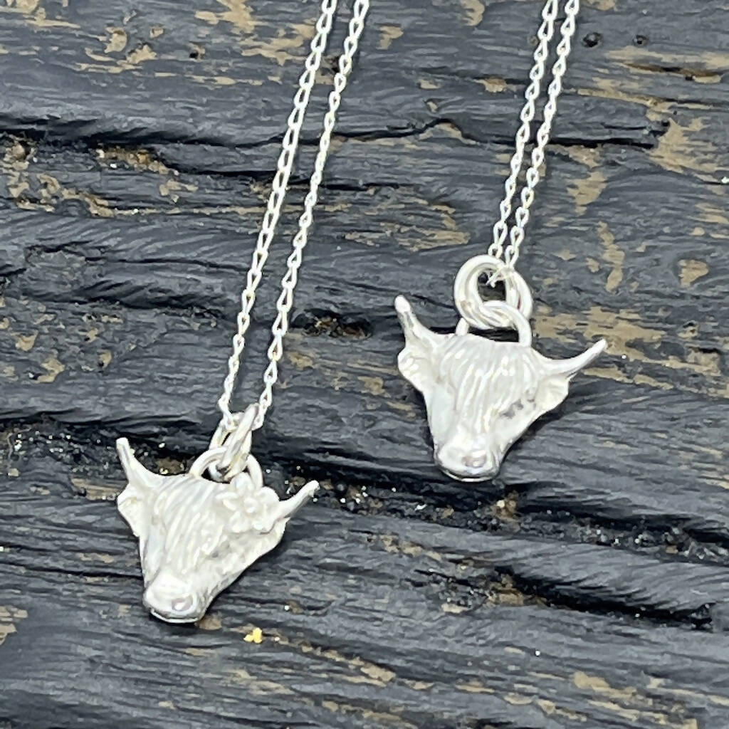 Silver Highland Cow Necklace