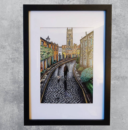 Framed Edinburgh Art Print- Grass-market and Castle