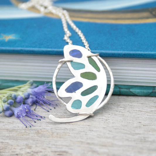 Plique-a-jour enamel fairy wing necklace