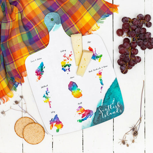 Scottish Isles Watercolour Map Chopping Board
