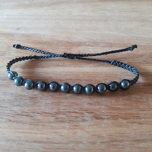 Wee Gems Macrame Bracelet - Haematite