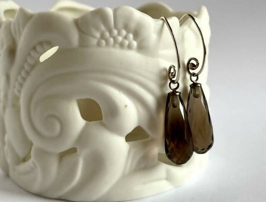 Sterling silver and smoky quartz drop earrings
