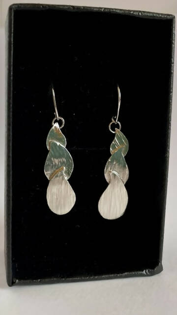 Sterling silver paisley pattern drop earrings