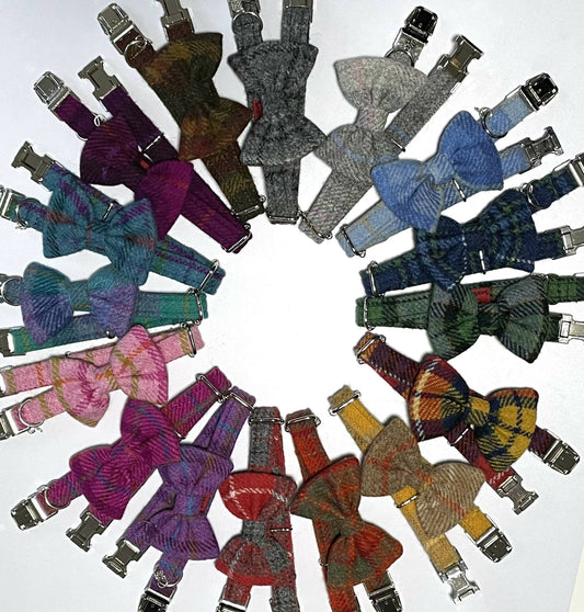 Harris Tweed® Bow Tie Dog Collar - Checks