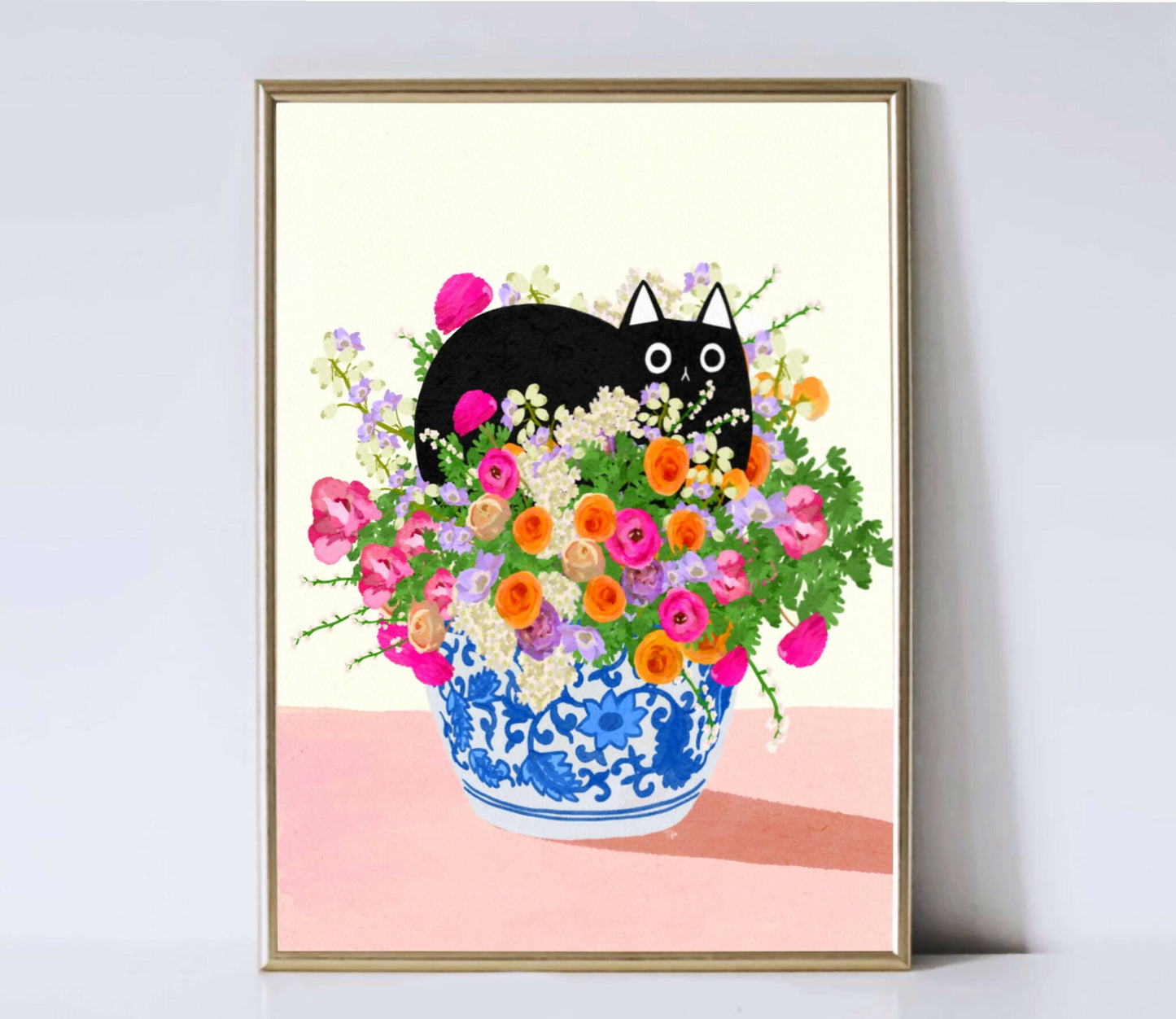 Flower Bed Cat Print