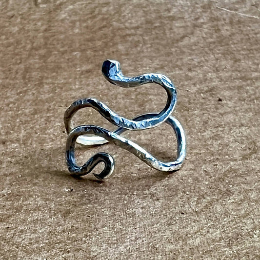 Snake - sterling silver adjustable ring.
