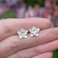 Sterling silver layered flower earrings