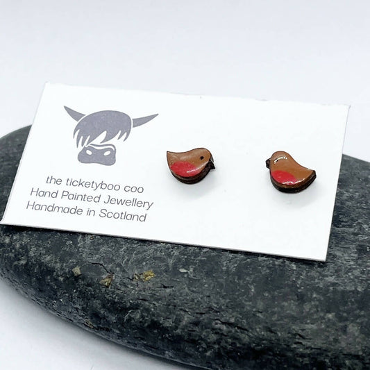 Hand Painted Robin Earrings