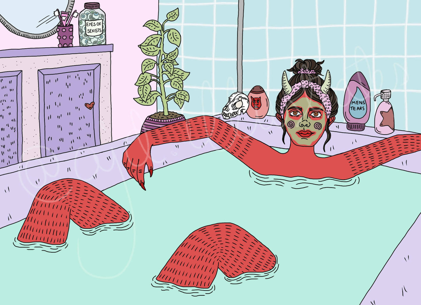 The Feminist Takes a Bath A5 Print