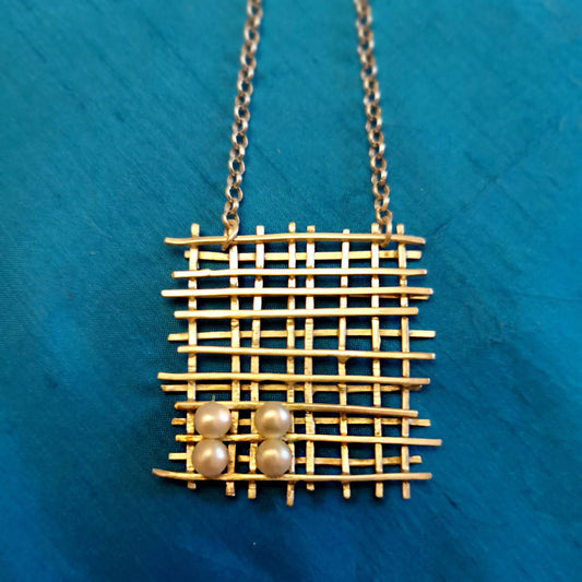 Statement Criss Cross Pearl Pendant