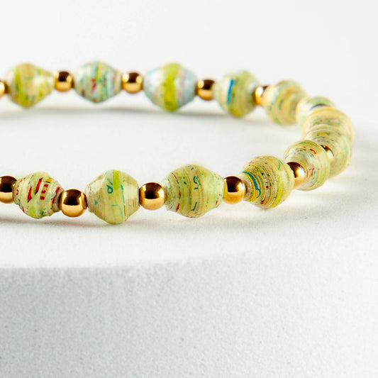 Scotland Map Bracelet, small bead gold-plated