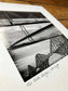 ‘The Forth Bridges’ signed mounted square print 30 x 30cm