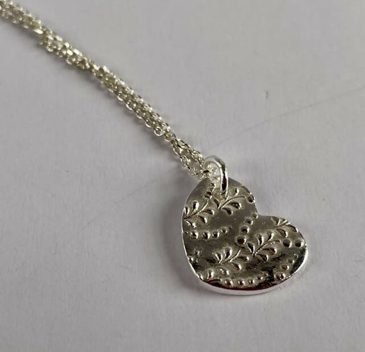 Fine silver heart pendant