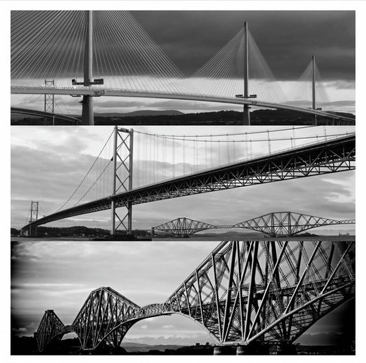 ‘The Forth Bridges’ signed mounted square print 30 x 30cm