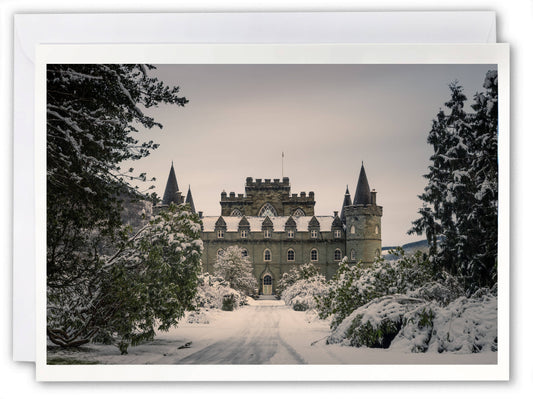 Inveraray Castle in the snow - Scotland Greeting Card - Blank Inside