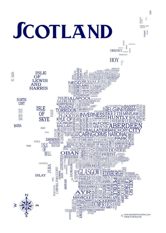 Scottish Word Map Tea Towel