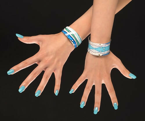 Hebridean Narrow Cuff - Blue/Cream