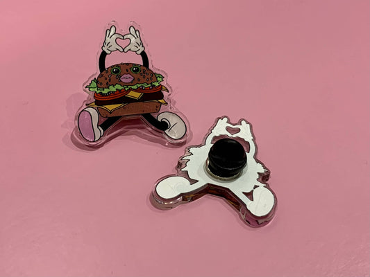 Bertha Burger Heart Acrylic Pin