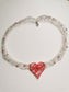 Silver plated copper wire choker with red Preciosa crystals and 3D printed heart