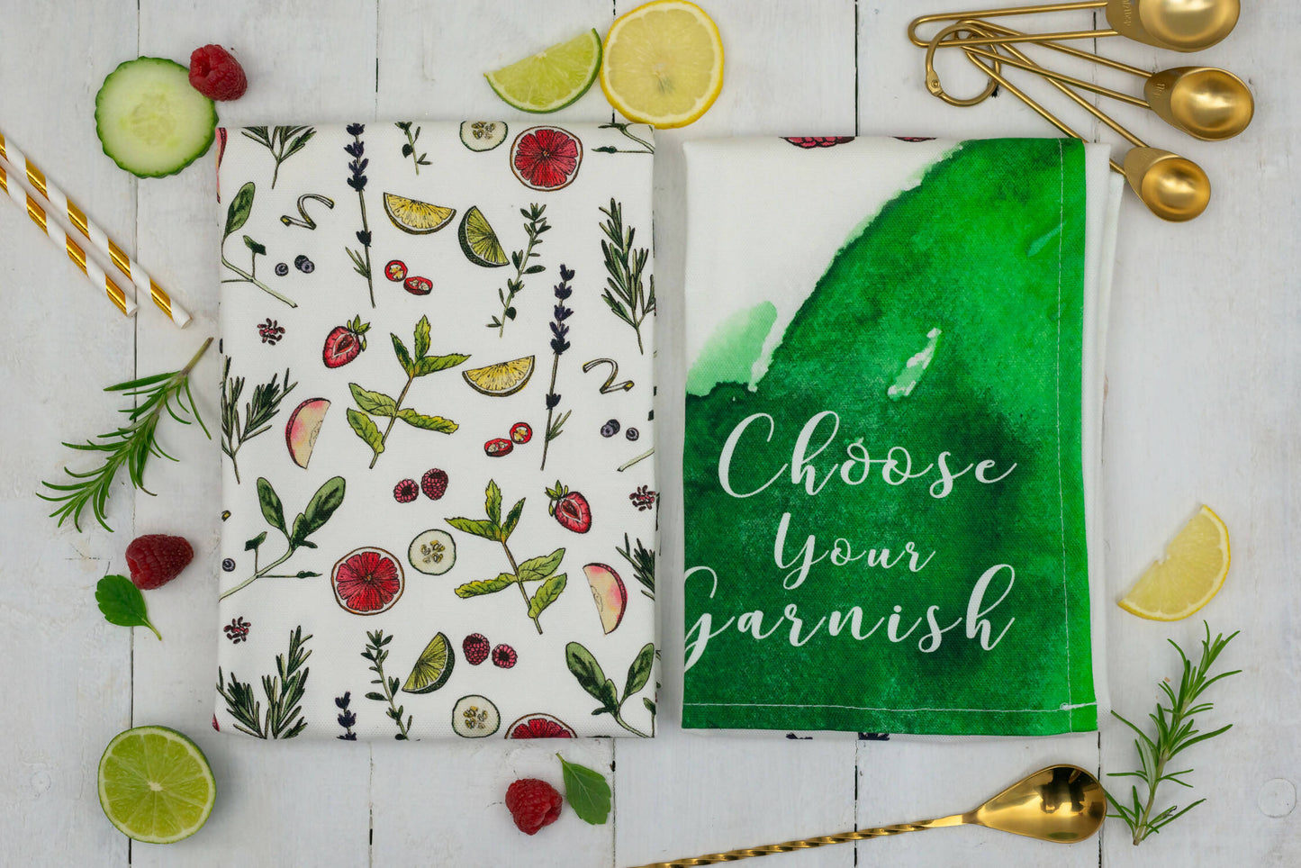 Choose Your Garnish Watercolour Tea Towel
